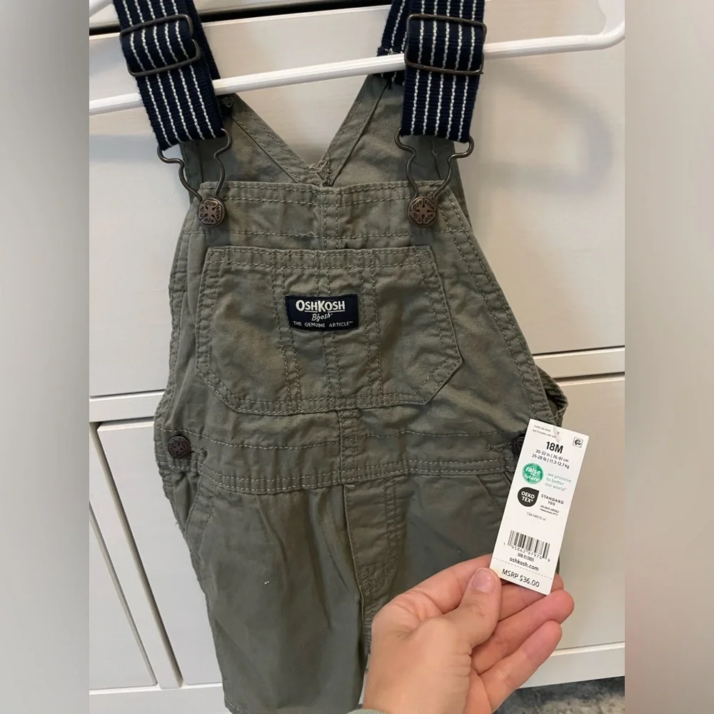 NWT OshKosh B’Gosh Overall Shorts Shortalls Forest Green